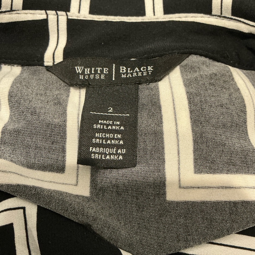 White House Black Market Chic Black and White Geometric Dress Size 2 - Picture 10 of 12